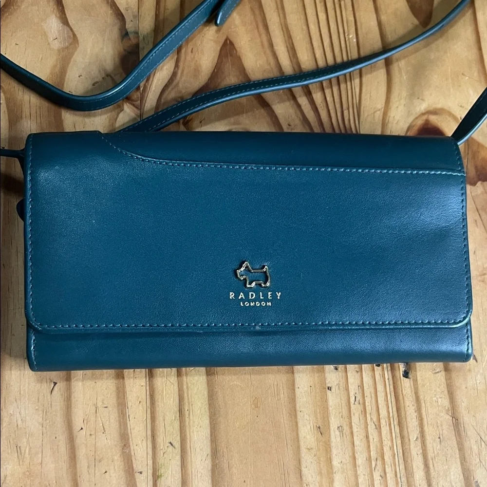RADLEY LONDON Flapover Phone/credit card crossbody Blue Leather Crossbody Bag - Picture 3 of 12